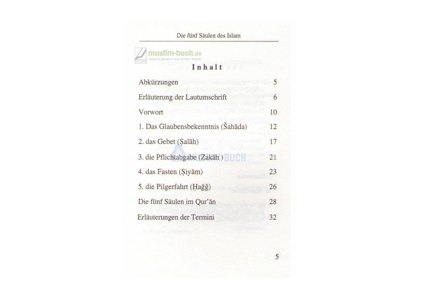 Die fünf Säulen des Islam - Islamische Bücher bei Muslim-Buch.de best