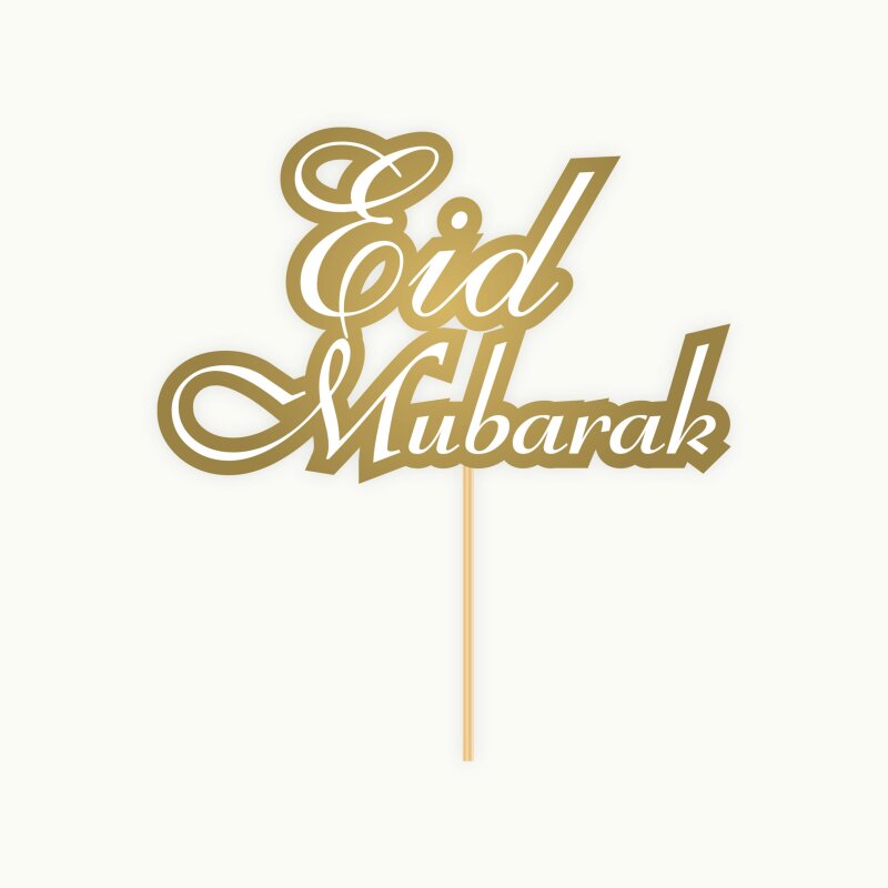 Eid Mubarak Tortenstecker (Gold/Weiß)