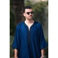 Sommer-Djalaba Blau mit Schwarzer Sfefa