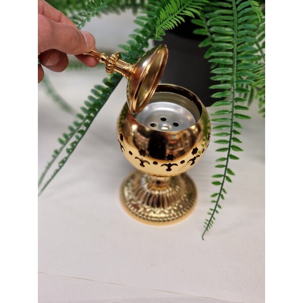 Bakhoor-Räuchergefäß Gold mit Deckel...